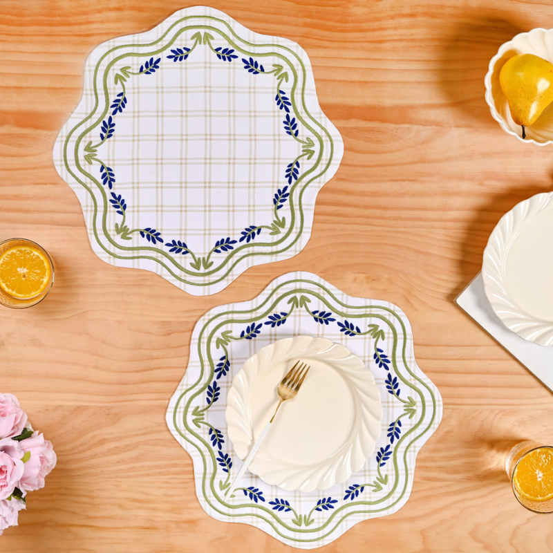 Blue Ivy Cotton Embroidered Table Mat Set Of 6