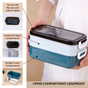 Stackable Insulated Lunch Box With Cutlery Blue 1050ml