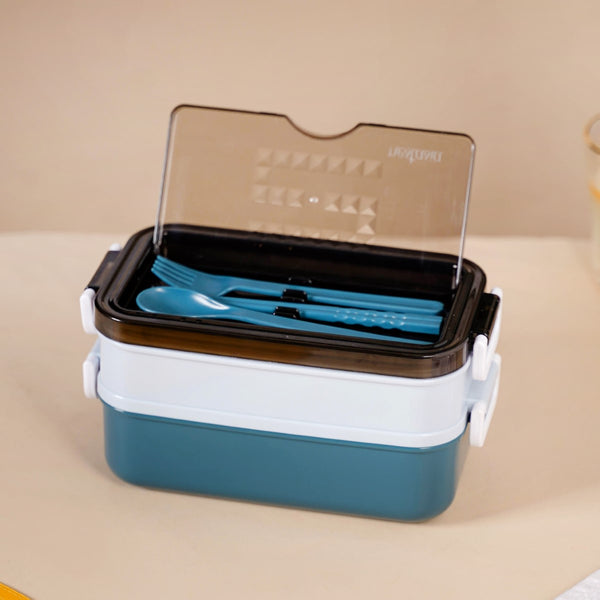 Stackable Insulated Lunch Box With Cutlery Blue 1050ml