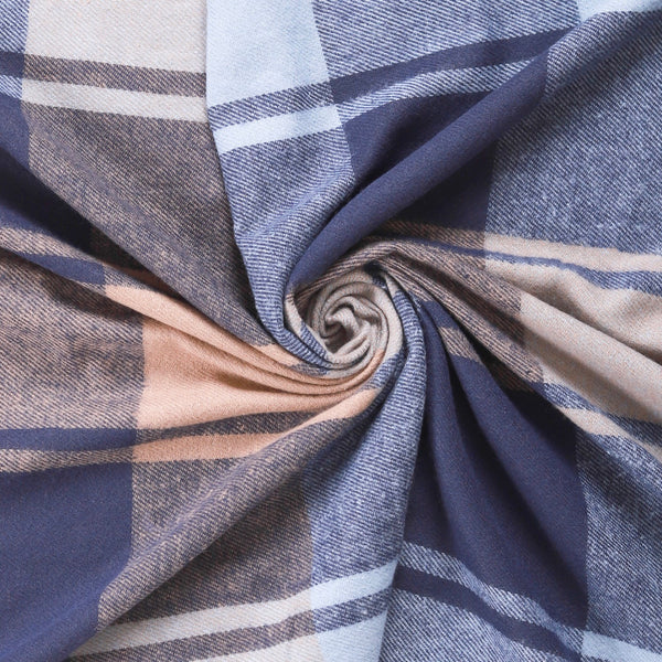 Blue Plaid Pattern Wool Scarf
