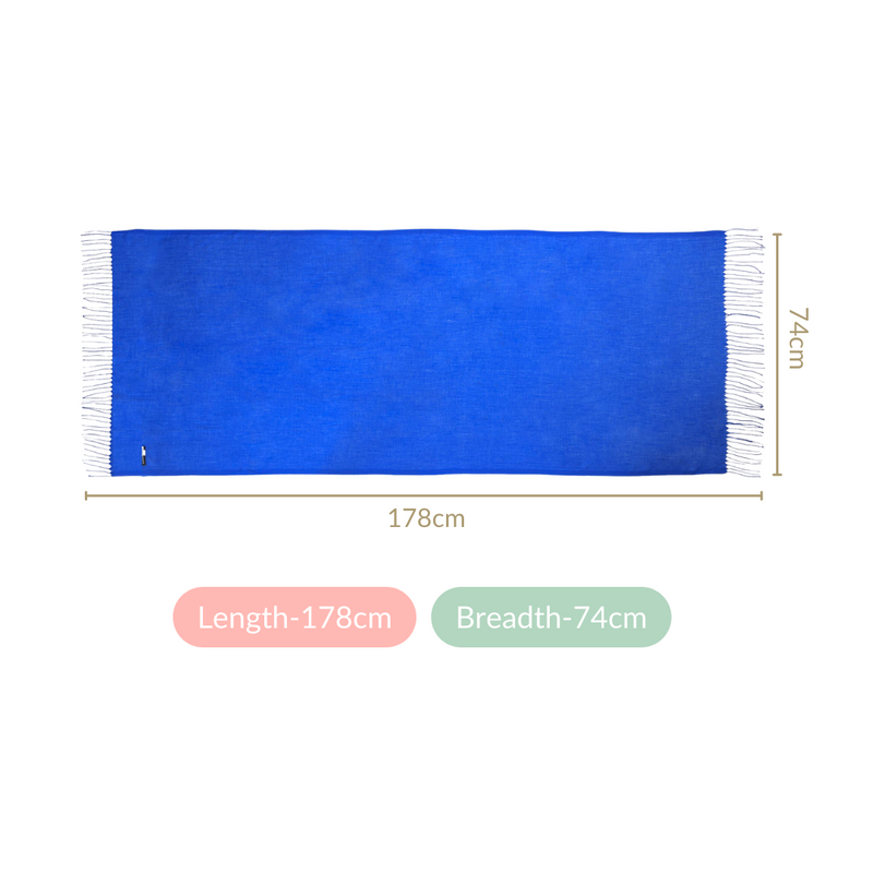 Blue Soft Woollen Scarf With Fringes