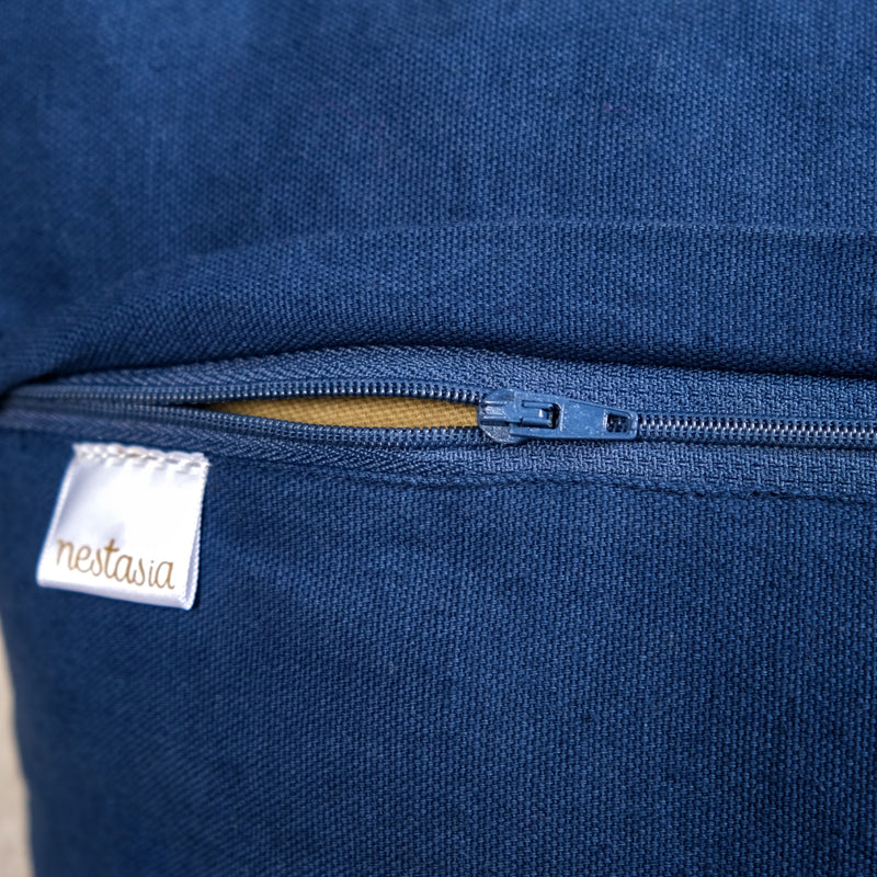 Blue Stonewash Paisley Embroidered Cotton Cushion Cover