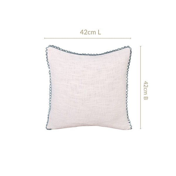 Blueline Lace Cotton Sofa With Looped Edging Set Cushion Cover Set Of 2