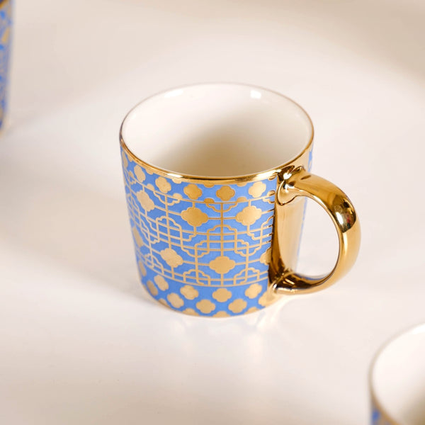 Golden Mirage Teacup Set of 6 Blue 280ml