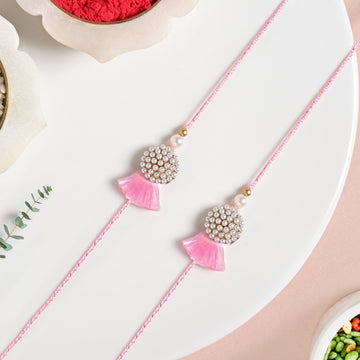 Blush Pearl Tassel Rakhi Gift Set
