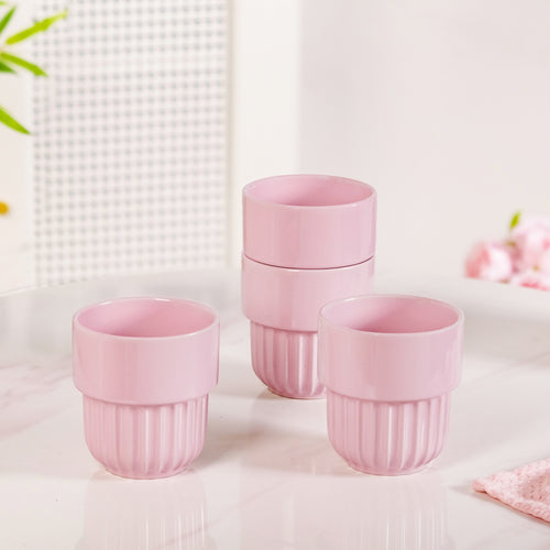 Snugsy Blush Pink Ceramic Stackable Cup Set Of 4 280ml