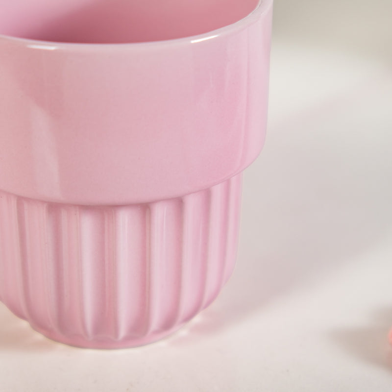 Blush Pink Ceramic Stackable Cup Set Of 4 280ml