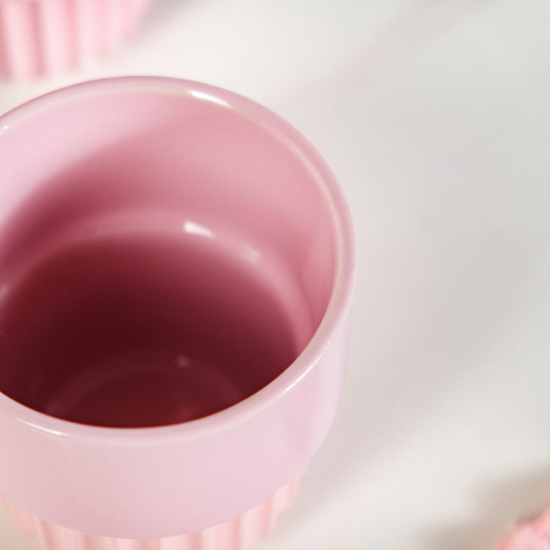 Blush Pink Ceramic Stackable Cup Set Of 4 280ml