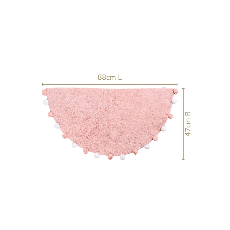 Blush Pink Pom Pom Floor Mat 88x47 Inch