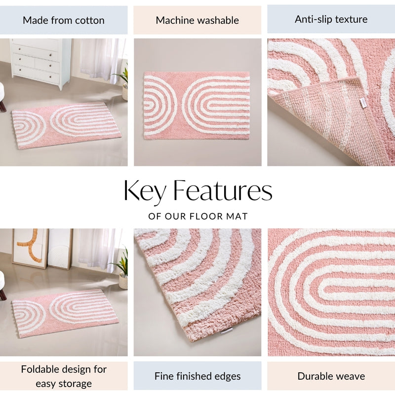 Blush Pink Shag Floor Mat 82x52 Inch