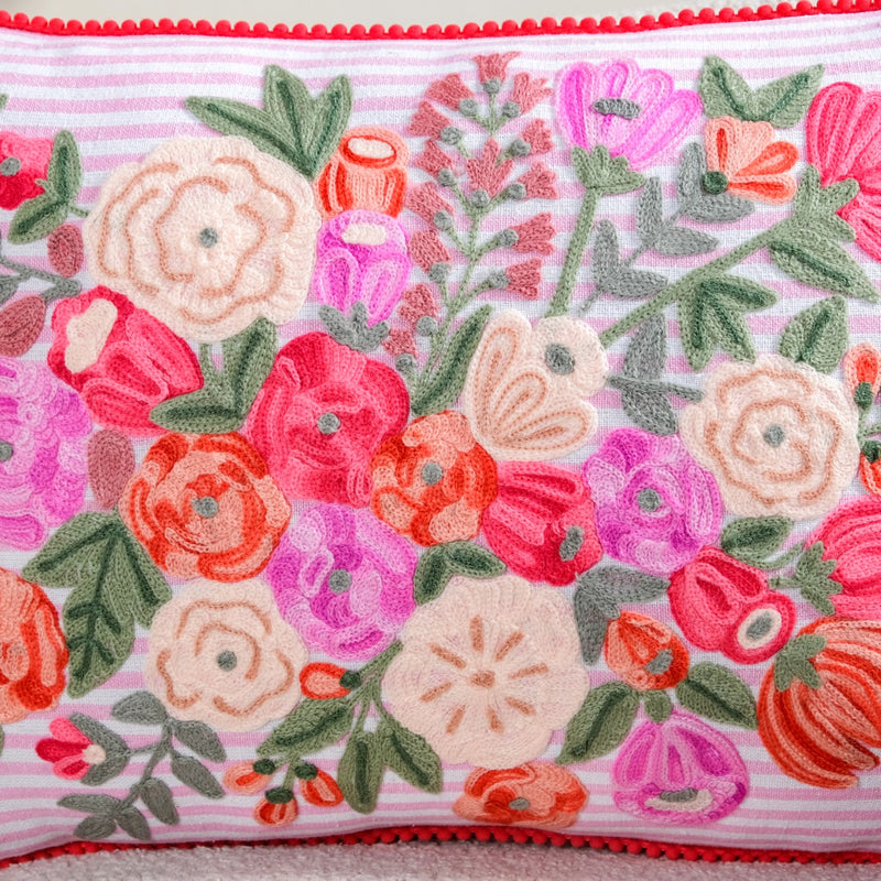 Blush Stripe Cotton Cushion Cover 50x35cm