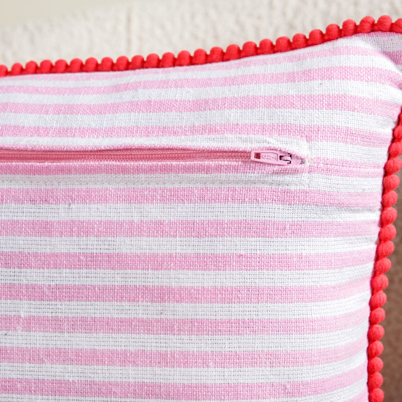 Blush Stripe Cotton Cushion Cover 50x35cm