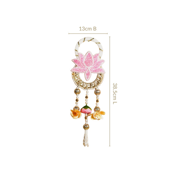 Beaded Lotus Wall Hanging Set Of 2 In Pink