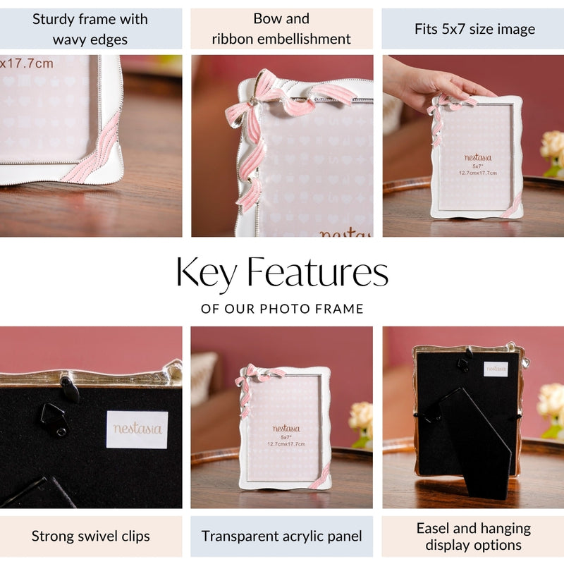 Blush Bow Photo Frame  Large 5x7"