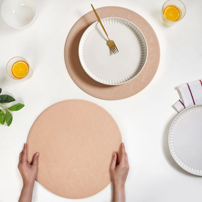 Blush Peach Round Table Mat Set Of 6