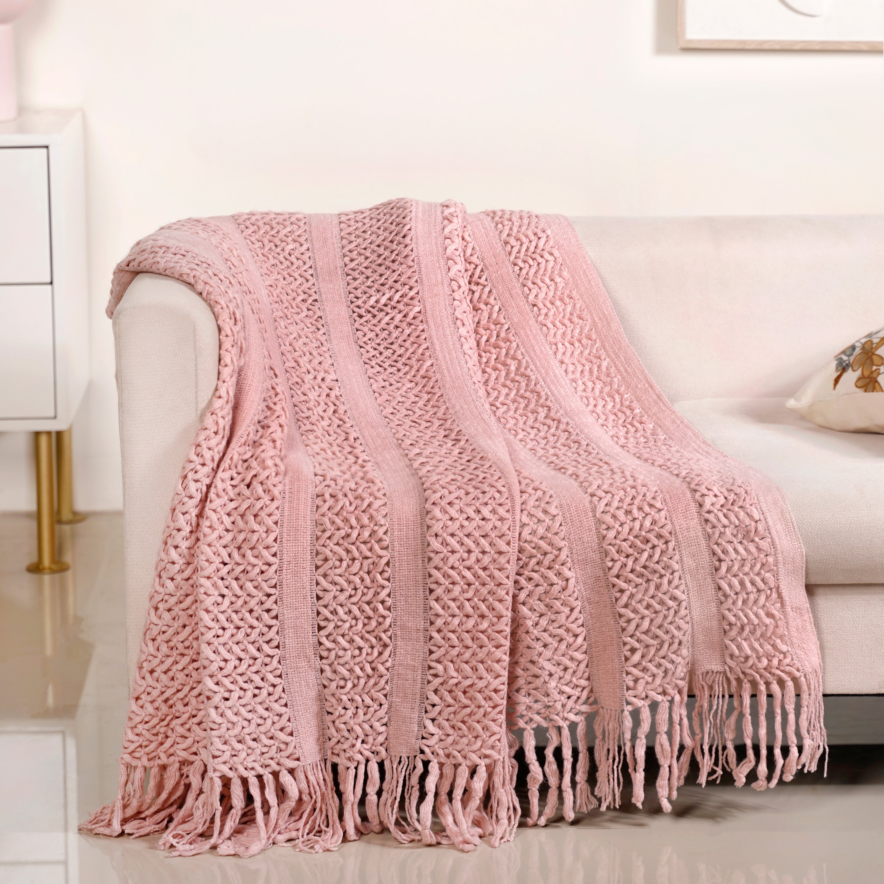 Blush Pink Feather Soft Throw Blanket