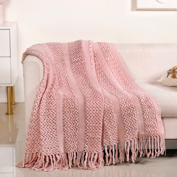 Blush Pink Feather Soft Throw Blanket