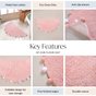 Blush Pink Pom Pom Pure Cotton Anti Slip Floor Mat 88x47cm