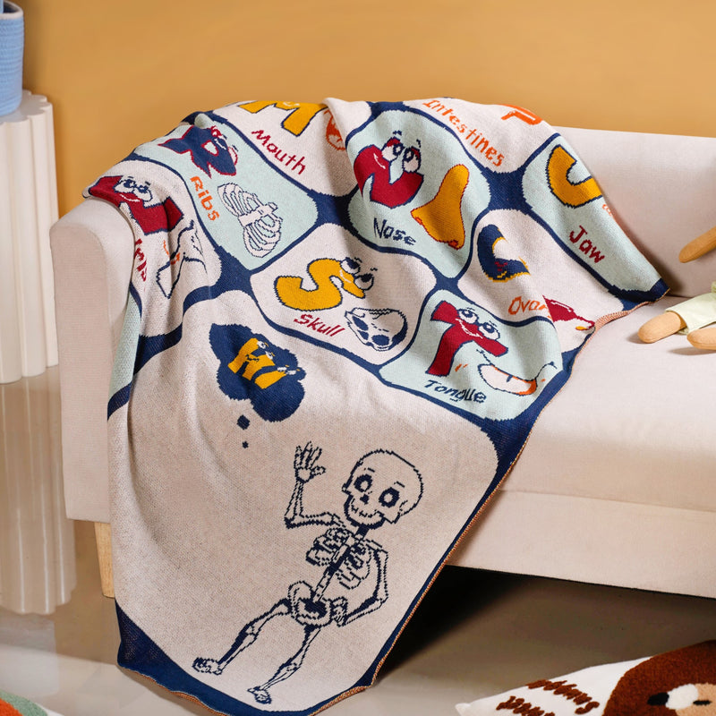 Body Anatomy And Alphabet Kids Throw 158x138cm