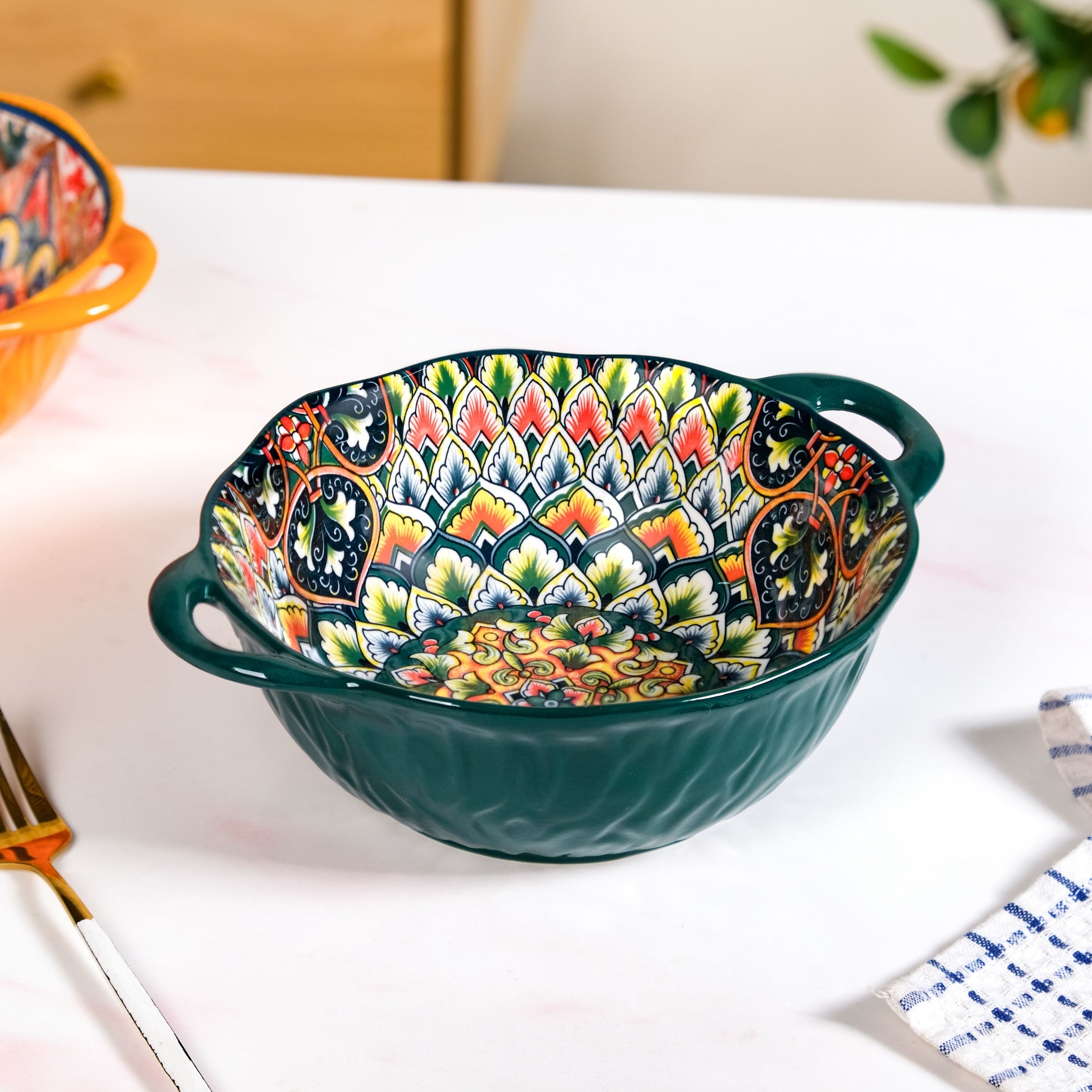 Mandala Melange Serving Bowl Green 1500ml