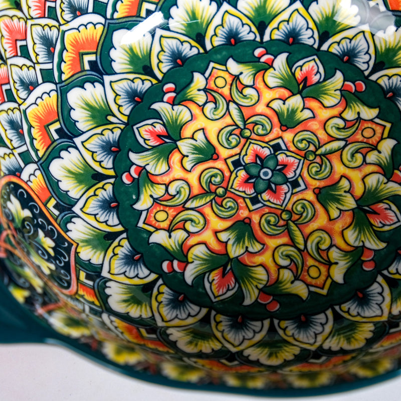 Boho Ceramic Serving Bowl Green 1500ml