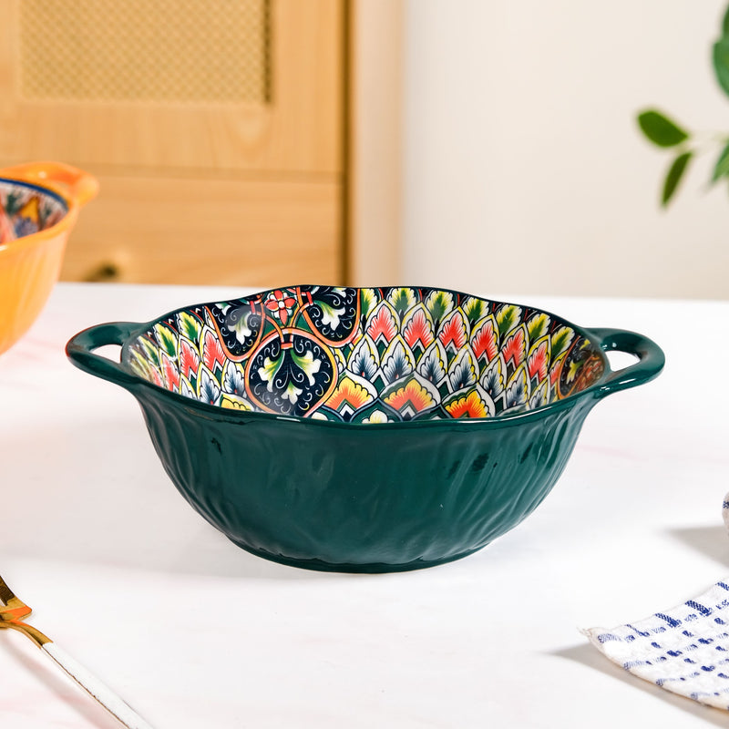 Boho Ceramic Serving Bowl Green 1500ml