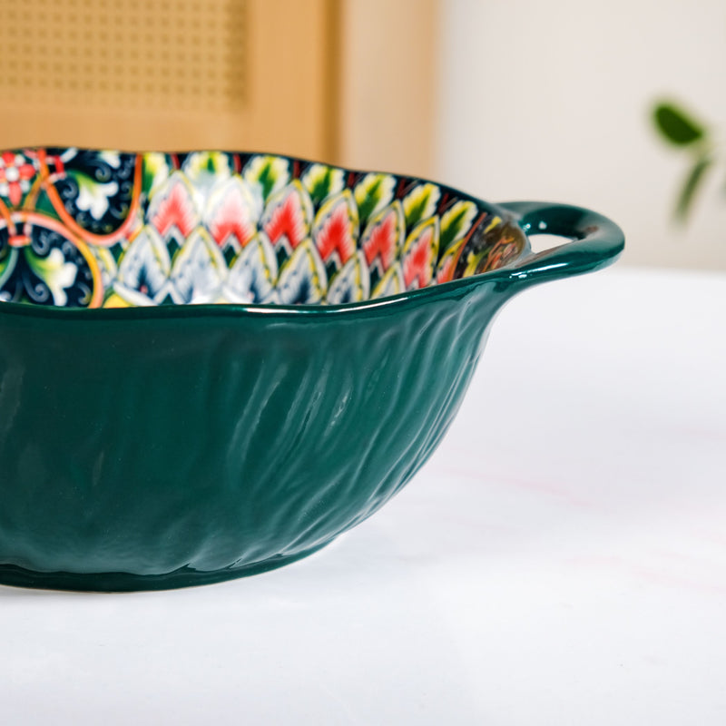 Boho Ceramic Serving Bowl Green 1500ml