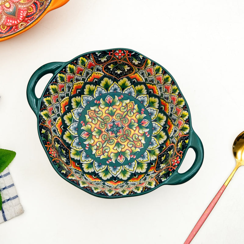 Boho Ceramic Serving Bowl Green 1500ml