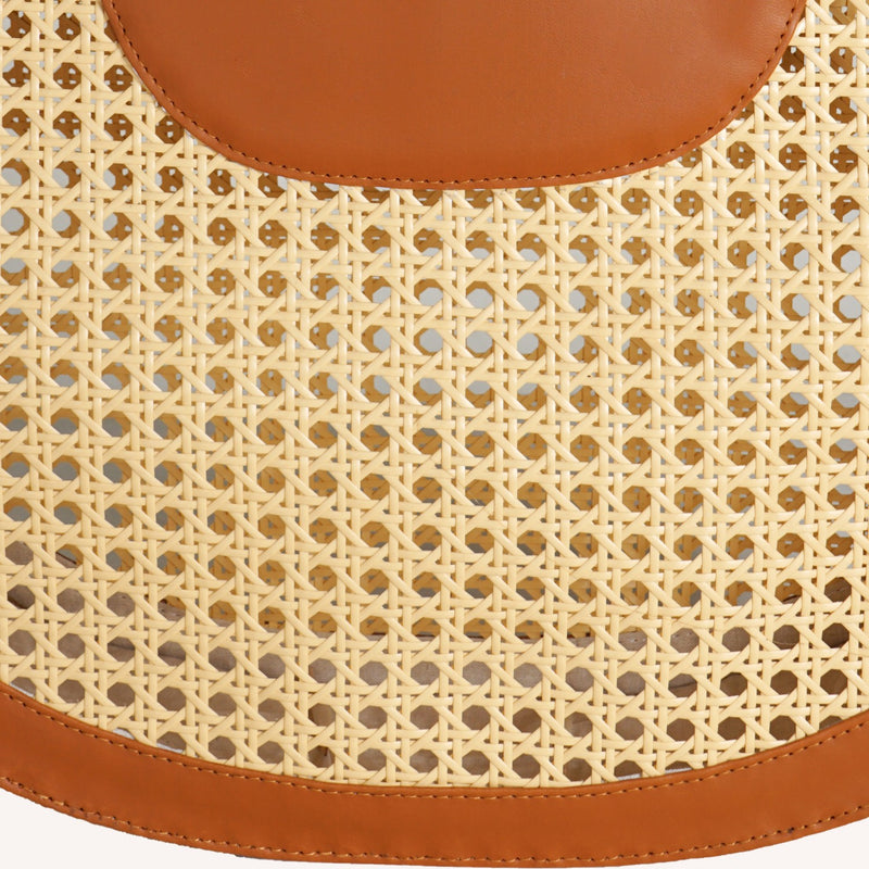 Boho Rattan Tan Basket Handbag