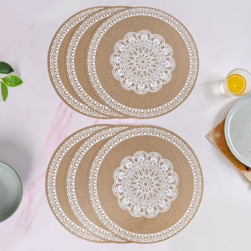 Boho White Mandala Table Mat Set Of 6