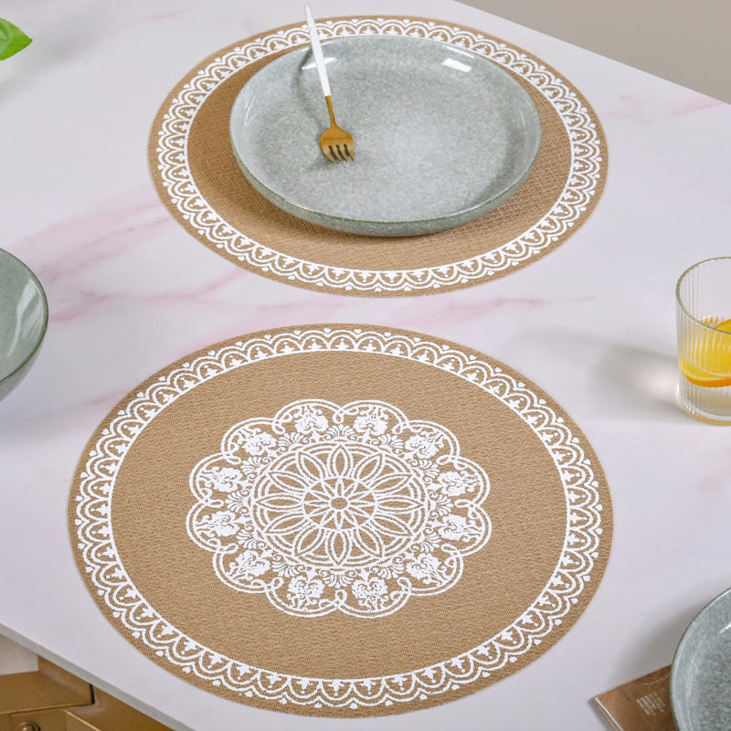 Boho White Mandala Table Mat Set Of 6
