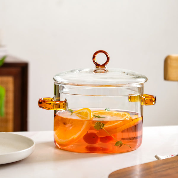 Borosilicate Cooking Pot With Tinted Handles 1600ml