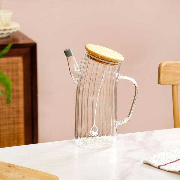 Fluted Borosilicate Glass Oil Jar 800ml