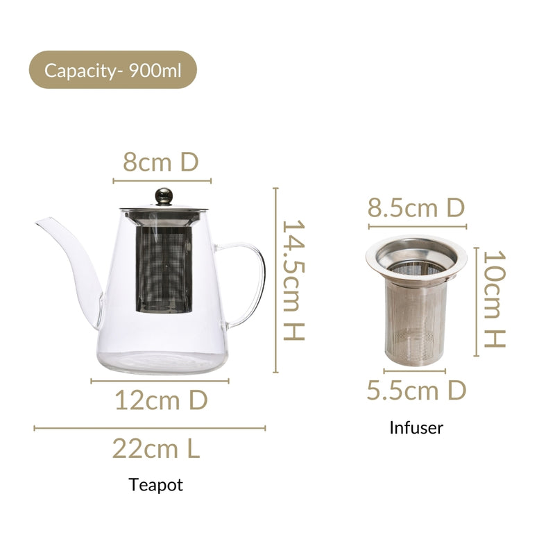 Borosilicate Glass Teapot With Infuser 900ml