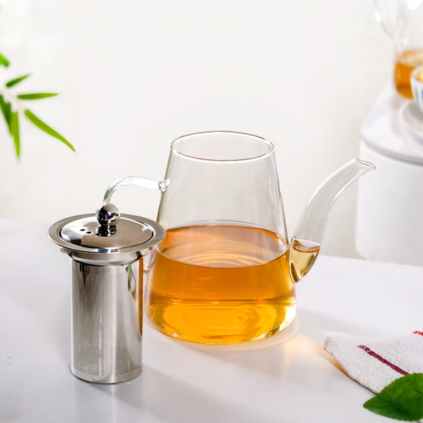 Glass Kettle With Tea Strainer Flame Safe 900ml