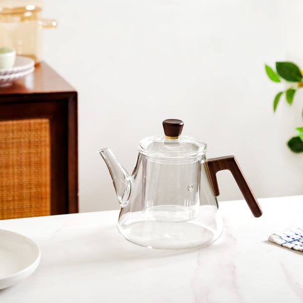 Fusion Wooden Handle Glass Teapot With Infuser 1000ml