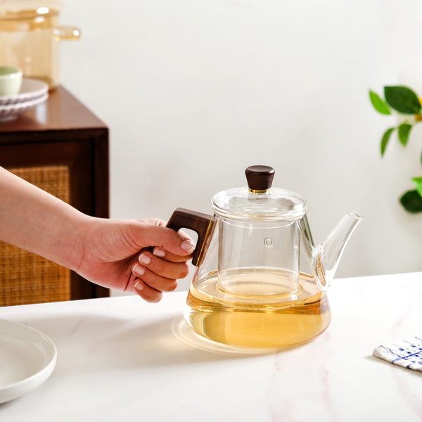Fusion Wooden Handle Glass Teapot With Infuser 1000ml