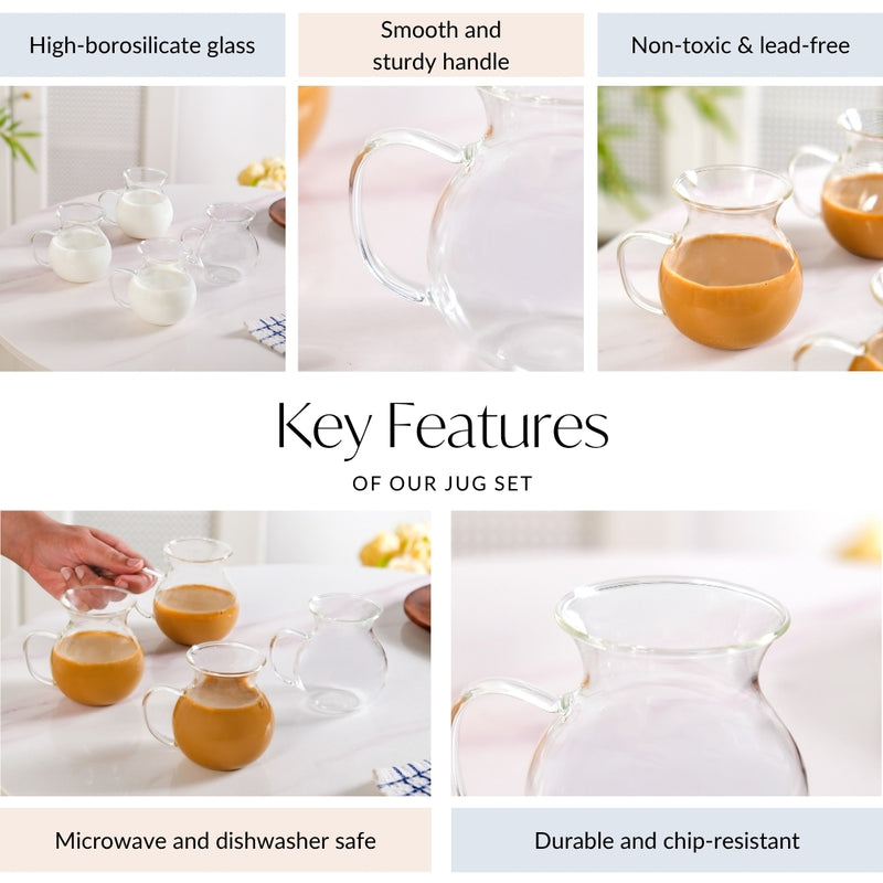 Borosilicate Milk And Creamer Pots Set Of 4 200ml