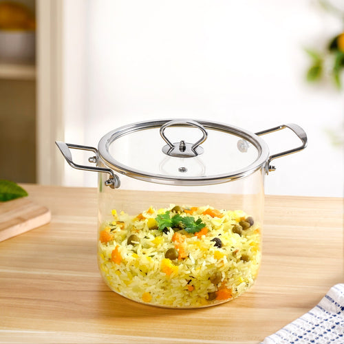 Borosilicate Pasta Cooking Pot With Metal Grip Large 4500ml