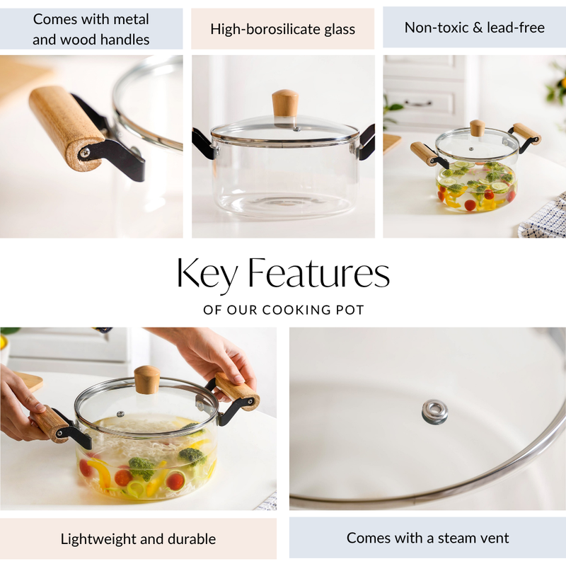 Borosilicate Simmer Pot With Handle Medium 3500ml