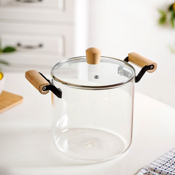 Borosilicate Simmer Pot With Lid And Handle Extra Large 5500ml