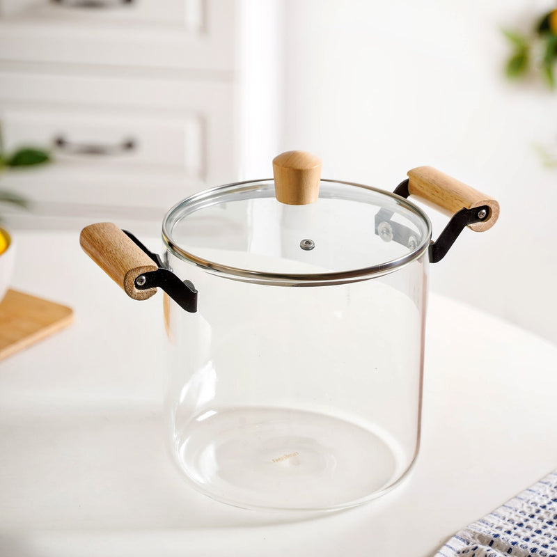 Borosilicate Simmer Pot With Lid And Handle Extra Large 5500ml