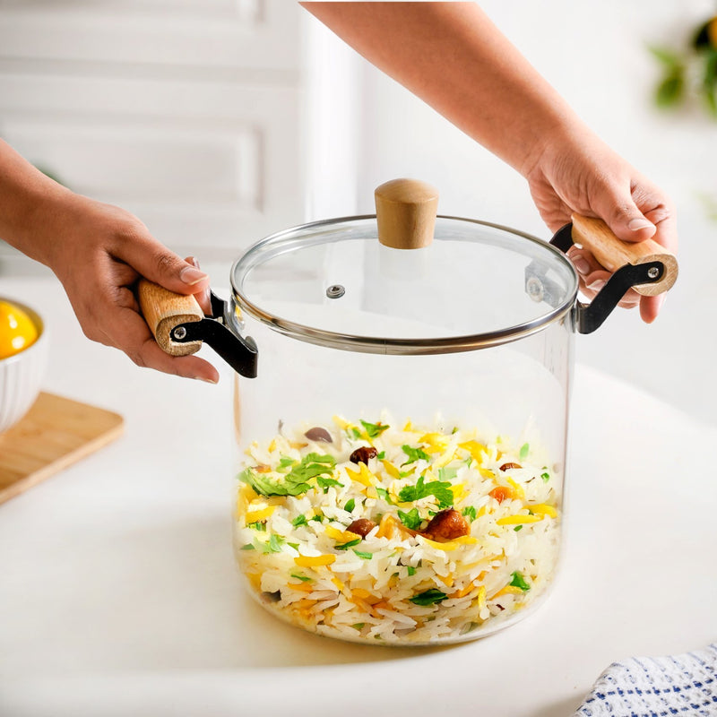 Borosilicate Simmer Pot With Lid And Handle Extra Large 5500ml