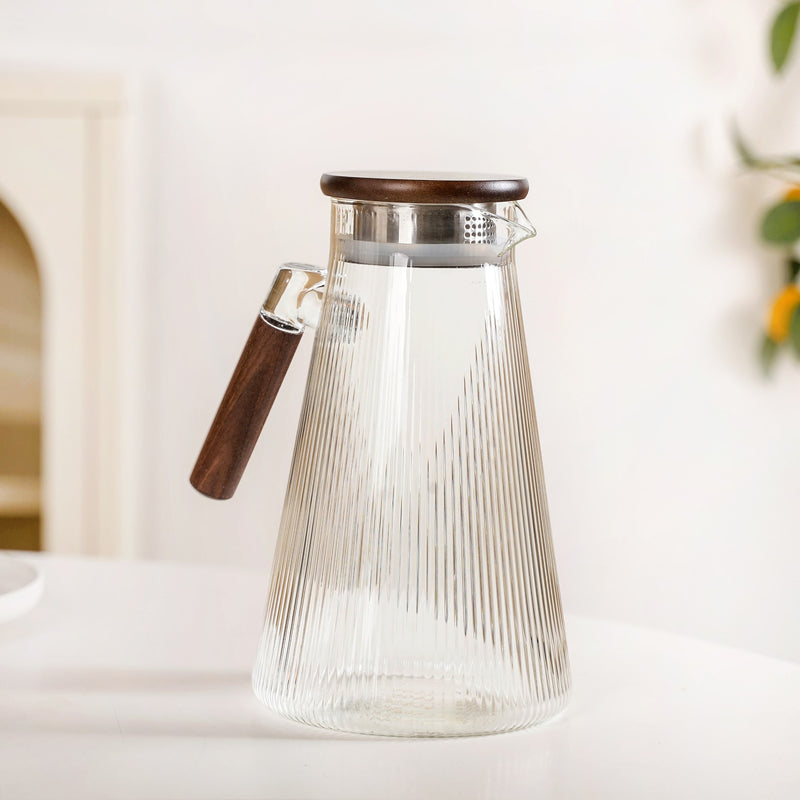 Borosilicate Glass Fluted Lemonade Jug With Lid 1800ml