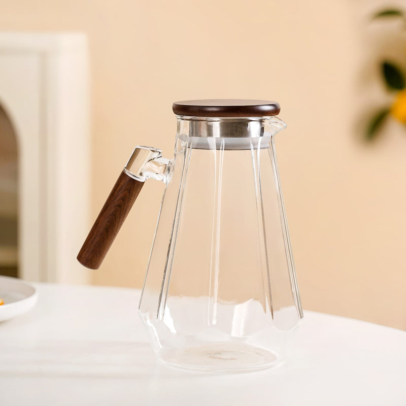 Borosilicate Glass Jug With Wooden Handle 1800ml