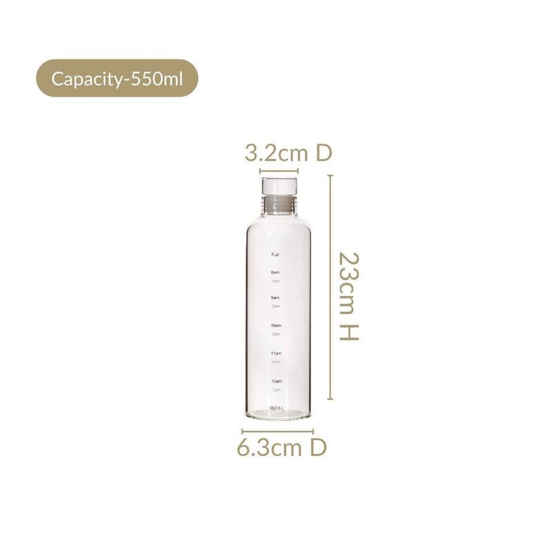 Borosilicate Glass Water Bottle Set Of 2 550ml