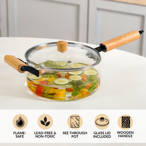 Borosilicate Glass Saucepan With Lid 2500ml