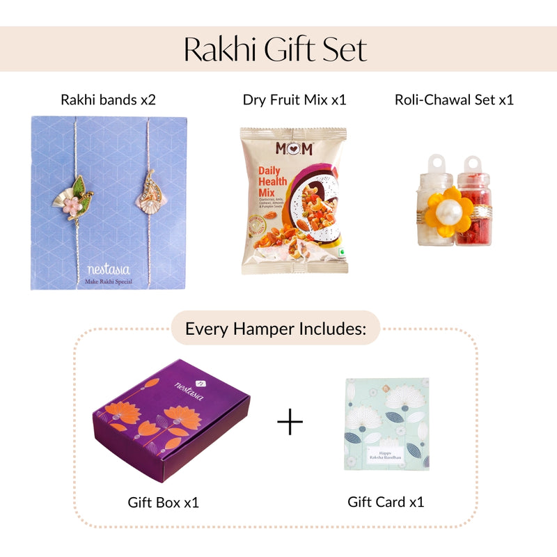 Botanic Bloom And Crystal Charm Rakhi Set of 2