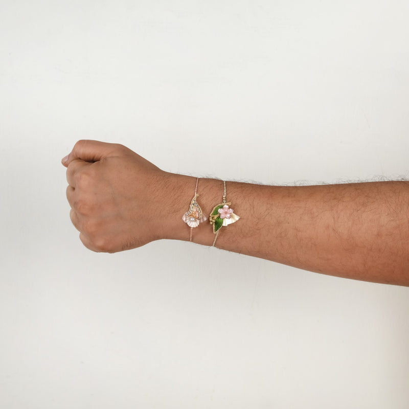 Botanic Bloom And Crystal Charm Rakhi Set of 2