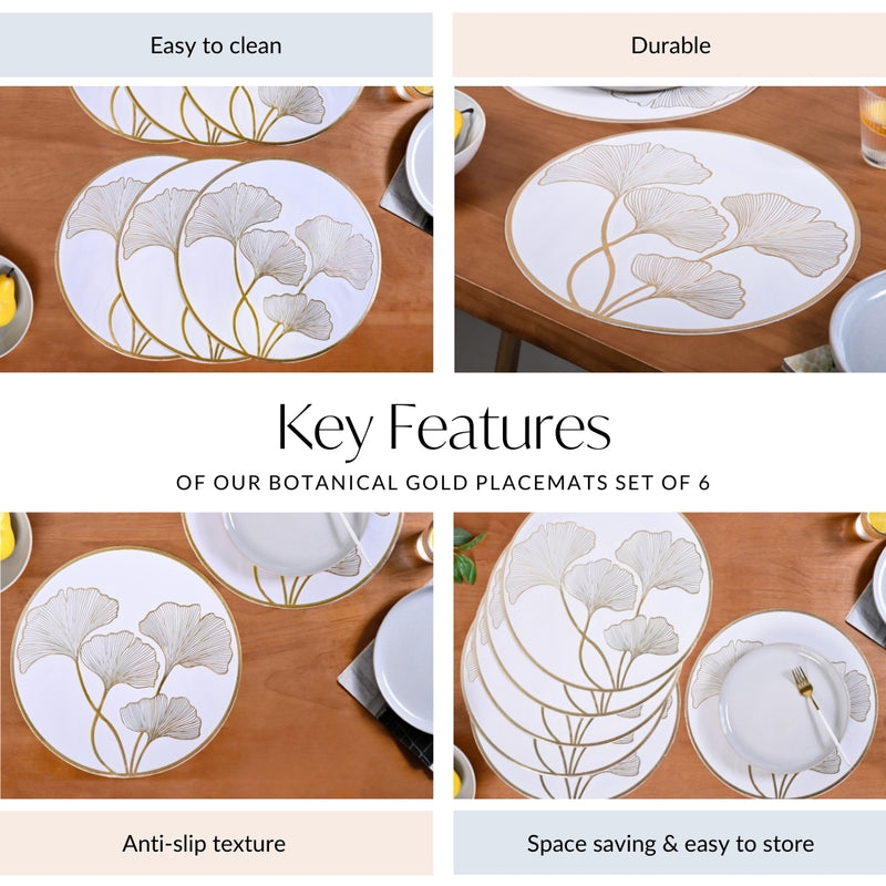 Botanical Gold Placemats Set Of 6